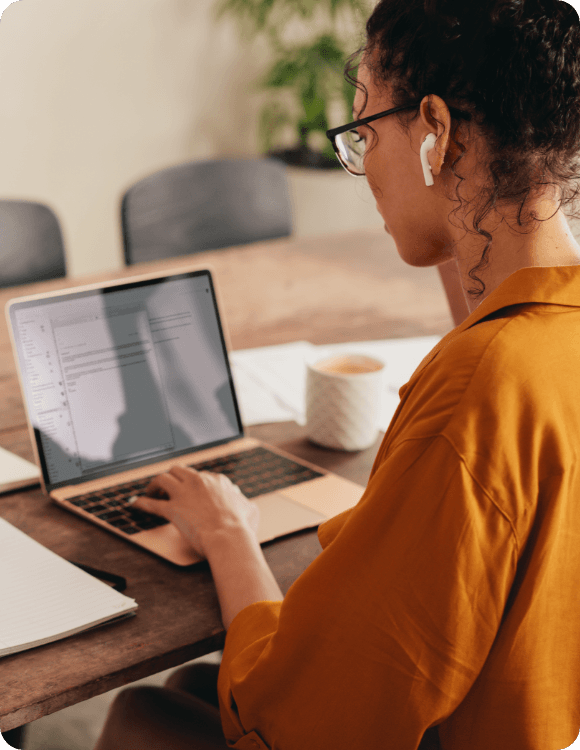Woman working on a laptop