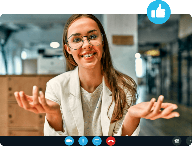 Woman participating in a video interview call